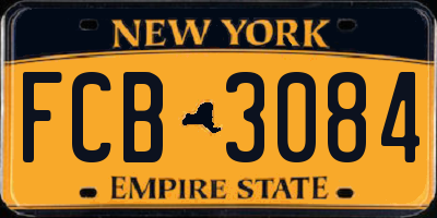NY license plate FCB3084