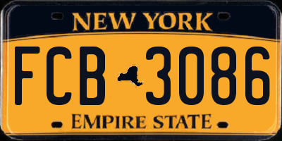 NY license plate FCB3086