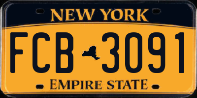 NY license plate FCB3091