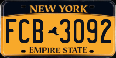 NY license plate FCB3092