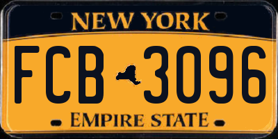 NY license plate FCB3096