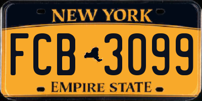 NY license plate FCB3099