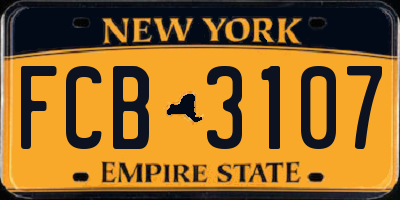 NY license plate FCB3107