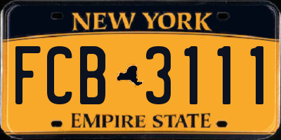 NY license plate FCB3111