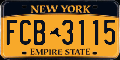 NY license plate FCB3115