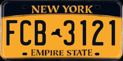 NY license plate FCB3121
