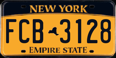 NY license plate FCB3128
