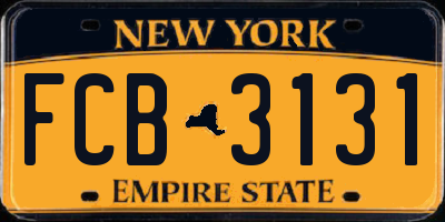 NY license plate FCB3131