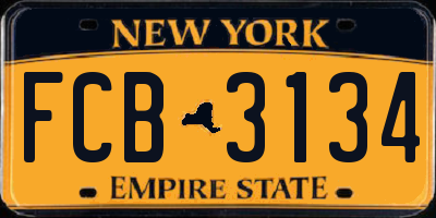 NY license plate FCB3134