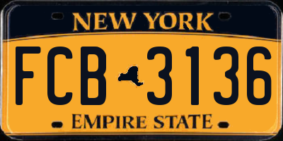 NY license plate FCB3136