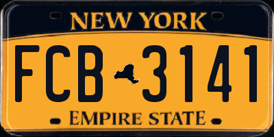 NY license plate FCB3141