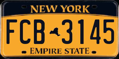 NY license plate FCB3145