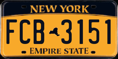 NY license plate FCB3151