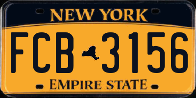 NY license plate FCB3156