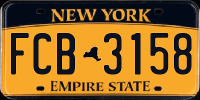 NY license plate FCB3158