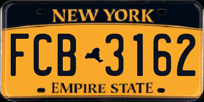 NY license plate FCB3162