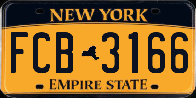 NY license plate FCB3166
