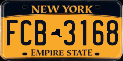 NY license plate FCB3168