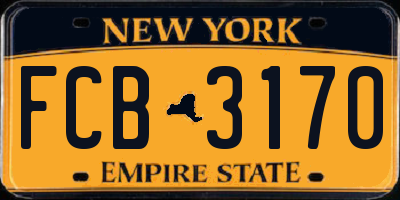 NY license plate FCB3170