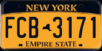 NY license plate FCB3171
