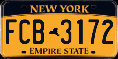 NY license plate FCB3172