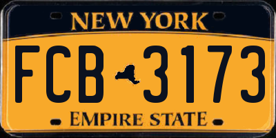 NY license plate FCB3173