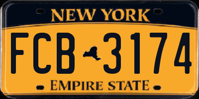 NY license plate FCB3174