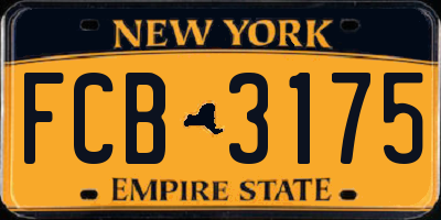NY license plate FCB3175