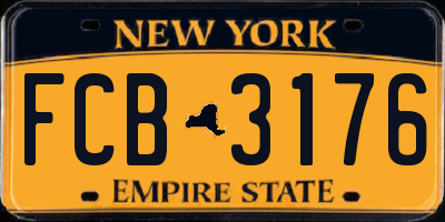 NY license plate FCB3176