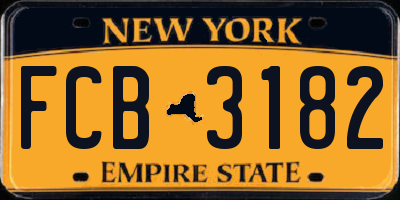 NY license plate FCB3182