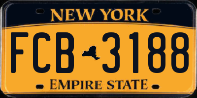 NY license plate FCB3188
