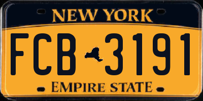 NY license plate FCB3191