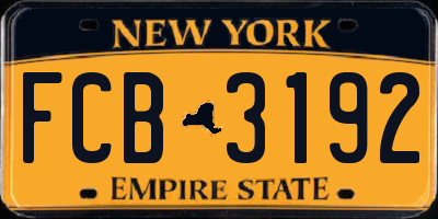 NY license plate FCB3192