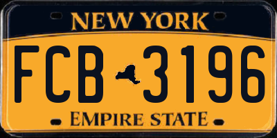 NY license plate FCB3196