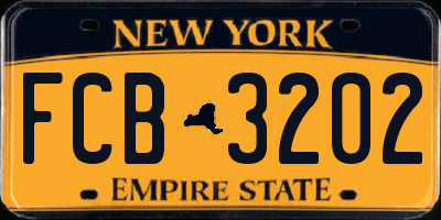 NY license plate FCB3202