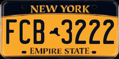 NY license plate FCB3222