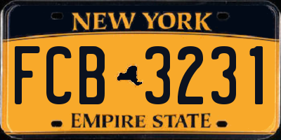 NY license plate FCB3231