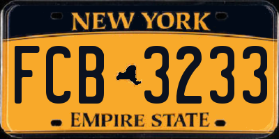 NY license plate FCB3233