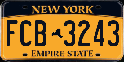 NY license plate FCB3243