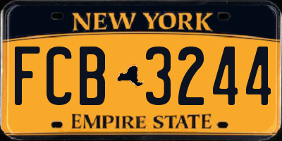 NY license plate FCB3244