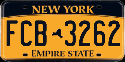 NY license plate FCB3262