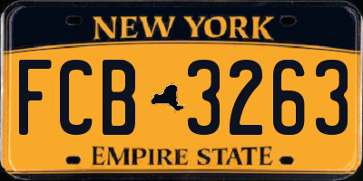 NY license plate FCB3263