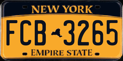 NY license plate FCB3265