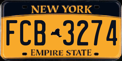 NY license plate FCB3274
