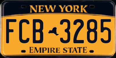 NY license plate FCB3285