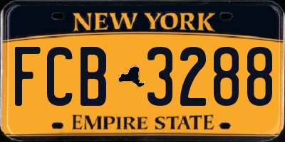 NY license plate FCB3288