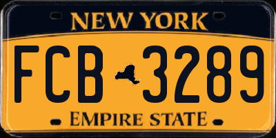 NY license plate FCB3289