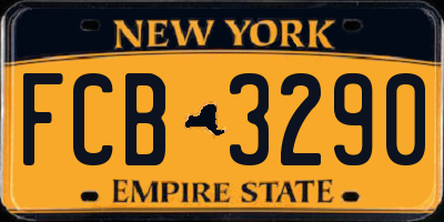 NY license plate FCB3290