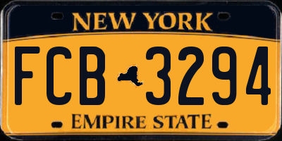 NY license plate FCB3294