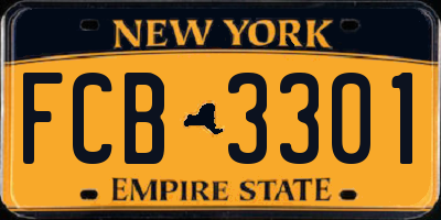 NY license plate FCB3301